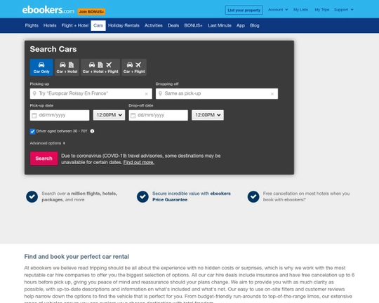 eBookers autoverhuur Logo